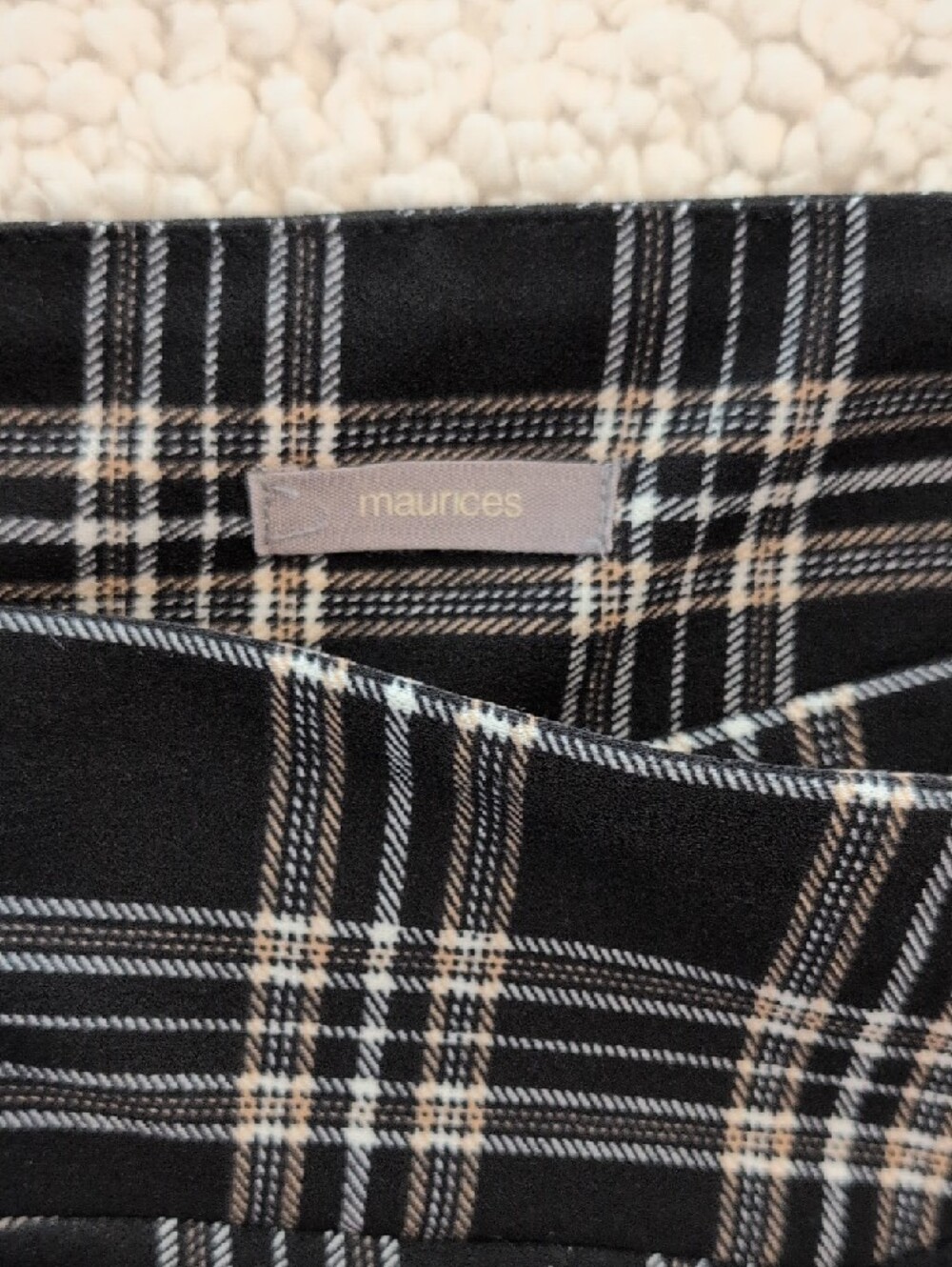 Maurices Black Plaid Pull-On Pants with Cream Accents - Picture 2 of 3